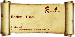 Roder Alma névjegykártya